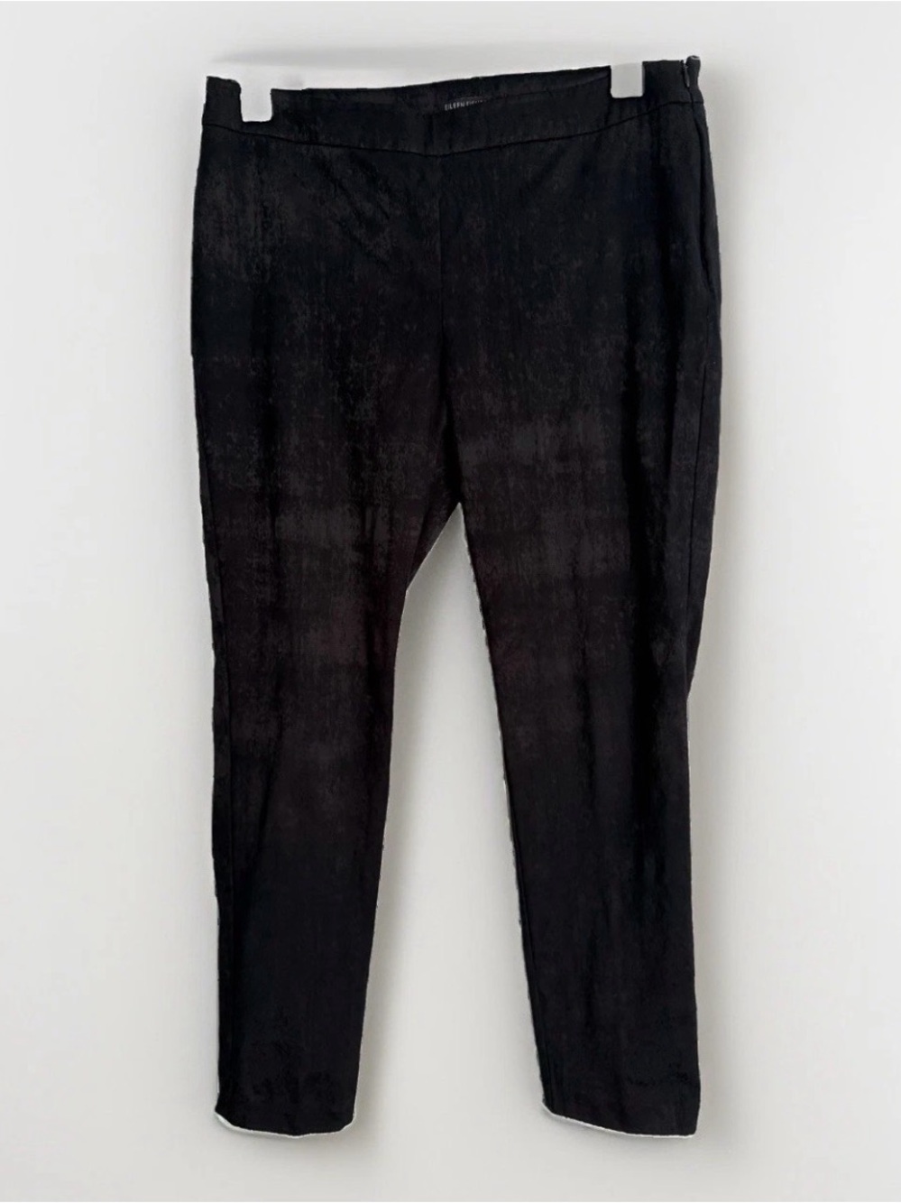 Eileen Fisher Black Textured Slim Jacquard Ankle Pants Women's 12 Stretch